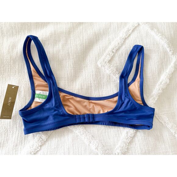 J. Crew | NWT | Heritage scoopneck bikini top in Blue | Sz M - Picture 7 of 8